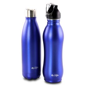 Mr. Coffee Luster Hydration 2 Piece Stainless Steel Thermal Hydration Bottle Set in Metallic Blue