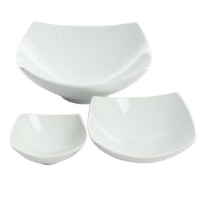 Gibson Gracious Dining 3 Piece Ceramic Bowl Set in White