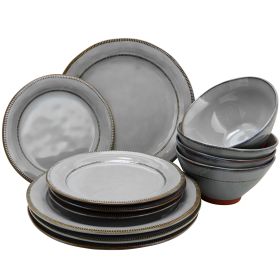 Gibson Elite Terranea 12 Piece Dinnerware Set in Grey