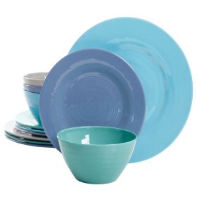 Gibson Home Brist 12 Piece Dinnerware Set in 4 Assorted Colors