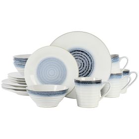 Gibson Elite Spiral Embossed 16 Piece Stoneware Dinnerware Set in Blue