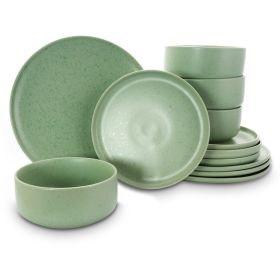 Gibson Home Stone Lava 12 Piece Dinnerware Set in Matte Mint, Service for 4