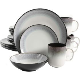 Gibson Elite Rings of Saturn 16 Piece Reactive Glaze Stoneware Dinnerware Set in Teal