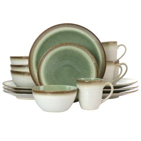 Gibson Elite Moonstruck 16 Piece Ceramic Dinnerware Set in Green