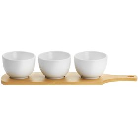 Gibson Elite Gracious Dining 4 Piece Fine Ceramic Tidbit Bowl Set with Base in White