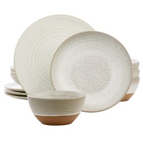 Gibson Elite 12 Piece Dreamweaver Round Earthenware Dinnerware Set in Matte White