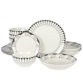 Gibson Home Aracama 16 Piece Double Bowl Decorated Dinnerware Set