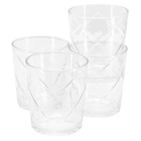 Gibson Home Lattice 4 Piece 13.5 Ounce Double Old-Fashioned Glass Set