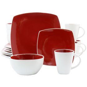 Gibson Elite Soho Lounge 16 Piece Stoneware Dinnerware Set in Red