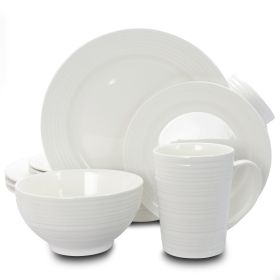 Gibson Home Amelia Court 16 Piece Dinnerware Set in White  Embossed