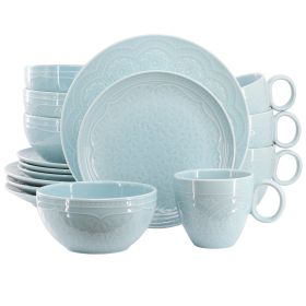 Gibson Elite Alemany 16 Piece Round Stoneware Dinnerware Set in Aqua