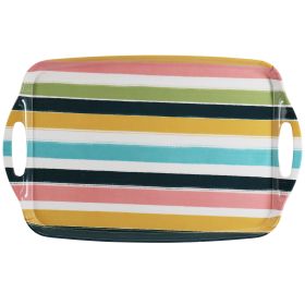 Gibson Home Tropical Sway Melamine 19 Inch Serving Tray in Multi Color Stripe