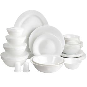 Gibson Ultra 36 Piece Tempered Opal Glass Combo Dinnerware Set in White