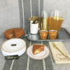 JL Prime 125 Piece Gold Plastic Plates & Cutlery Set, Re-usable Recyclable Plastic Plates with Gold Rim & Silverware, 25 Dinner Plates, 25 Salad Plate