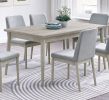 7pc Dining Set Natural Wood Grain Color Dining Table Rectangle Dining Table And Chairs Plush Comfort Fabric Dining Room Furniture