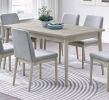 7pc Dining Set Natural Wood Grain Color Dining Table Rectangle Dining Table And Chairs Plush Comfort Fabric Dining Room Furniture