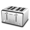 Toaster 4 Slice, Geek Chef Stainless Steel Extra-Wide Slot Toaster with Dual Control Panels of Bagel/Defrost/Cancel Function, 6 Toasting Bread Shade S