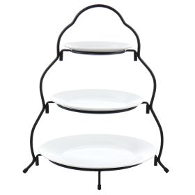 Elama 3 Tier Round Plate Porcelain Serveware Set